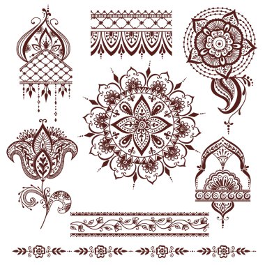 Mandala desen vektör set.