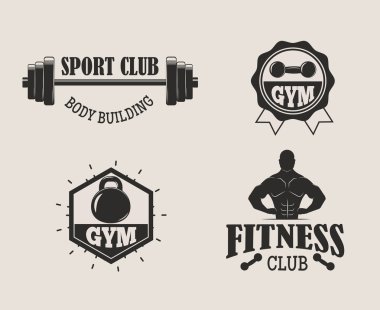 Spor salonu fitness sembolleri vektör set.