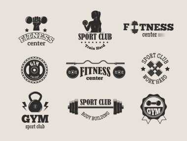 Spor salonu fitness sembolleri vektör set.