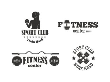 Spor salonu fitness sembolleri vektör set.