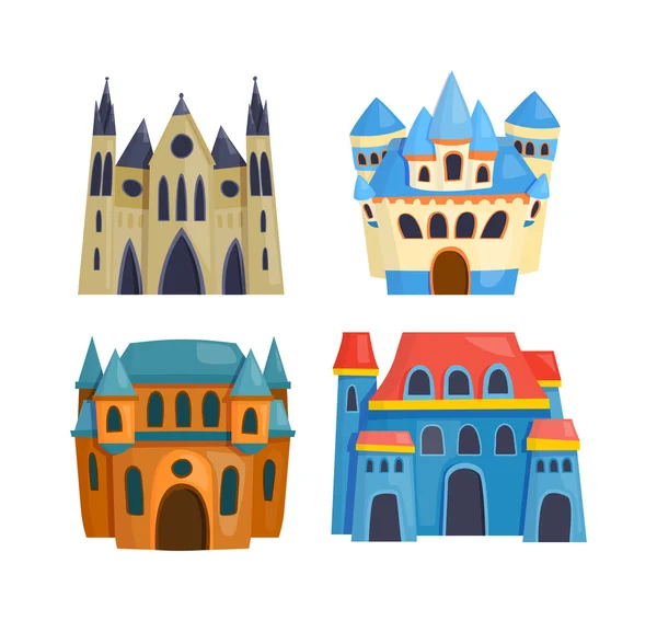 Burg Cartoon Vektor Set. — Stockvektor