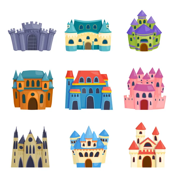 Castle cartoon vector set.