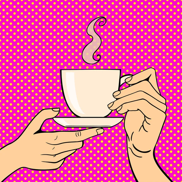 มือมนุษย์ถ้วยกาแฟโพส — ภาพเวกเตอร์สต็อก