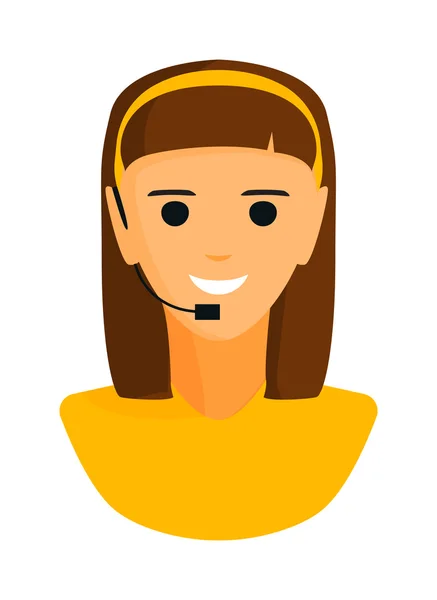 Υποστηρίζουν εικονογράφηση διάνυσμα ακουστικών πρόσωπο κορίτσι. — Διανυσματικό Αρχείο