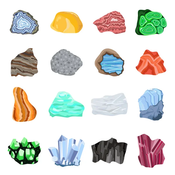 Conjunto de vectores de piedra mineral . — Vector de stock