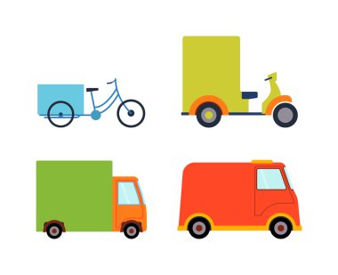 Gıda kamyon römork set vektör.