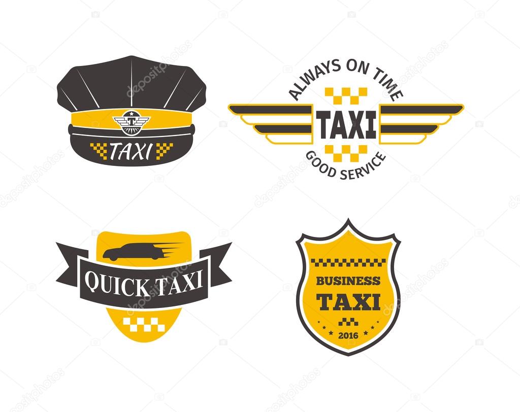 Vintage and modern taxi logos taxi label, taxi badge and design elements. Taxi service business sign template, icon, taxi logo corporate identity design element and vector object