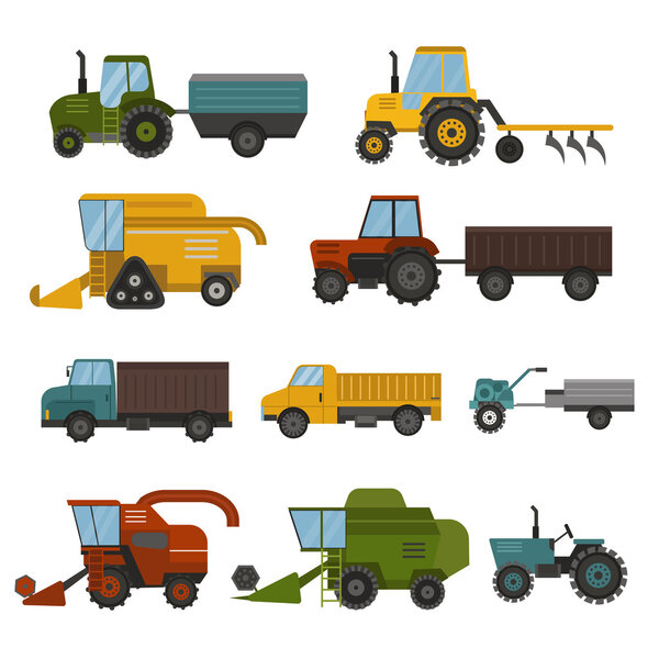 Harvest machine vector set.