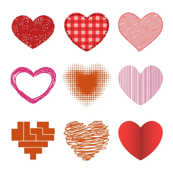 Iconos de vector corazón rojo — Vector de stock