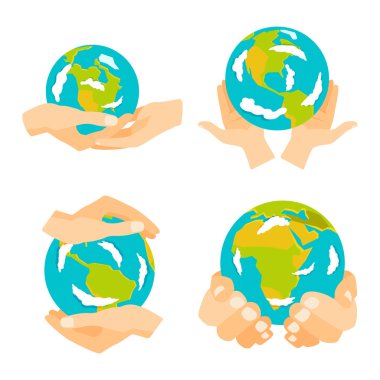 Dünya eller illüstrasyon vektör.