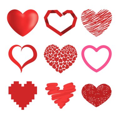 Kırmızı kalp vektör simgeler