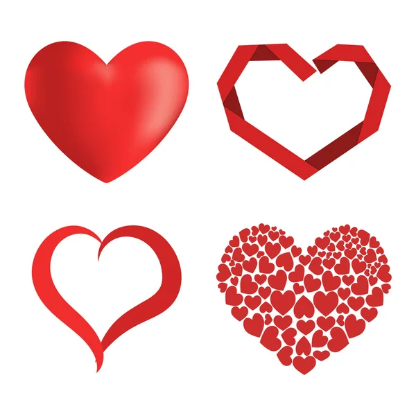 Icônes vectorielles coeur rouge — Image vectorielle