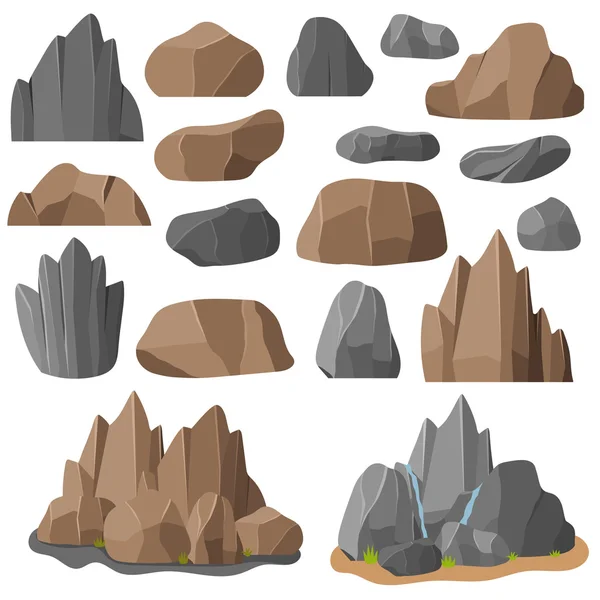 Rocas y piedras vector iconos — Archivo Imágenes Vectoriales