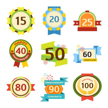 İyi ki doğdun rozetleri set vektör.