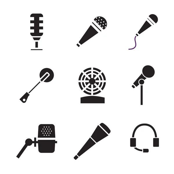 Different microphones vector icons — Stock Vector