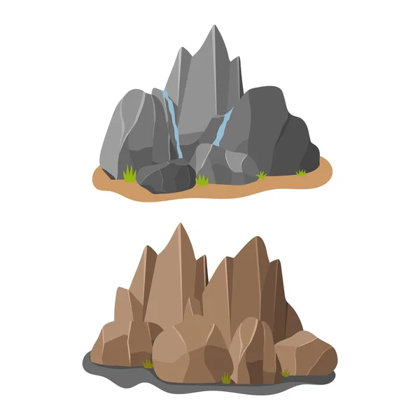 Rocas y piedras vector iconos — Vector de stock