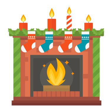 beyaz izole vektör şömine