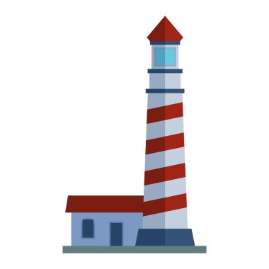 Vektör karikatür düz deniz feneri
