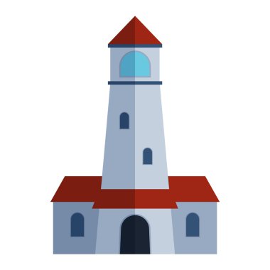 Vektör karikatür düz deniz feneri