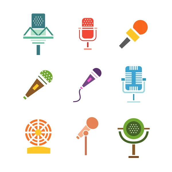 Diversi microfoni icone vettoriali — Vettoriale Stock