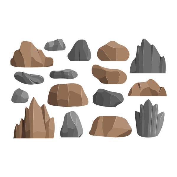 Rocks and stones vector icons