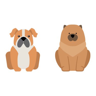 Düz köpek pet oturan sevimli vektör