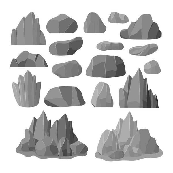Rocks and stones vector icons