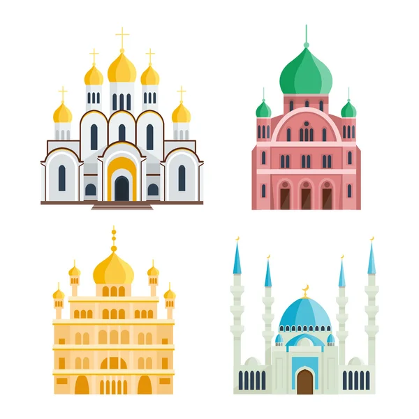 Cathédrales et églises bâtiment du temple — Image vectorielle
