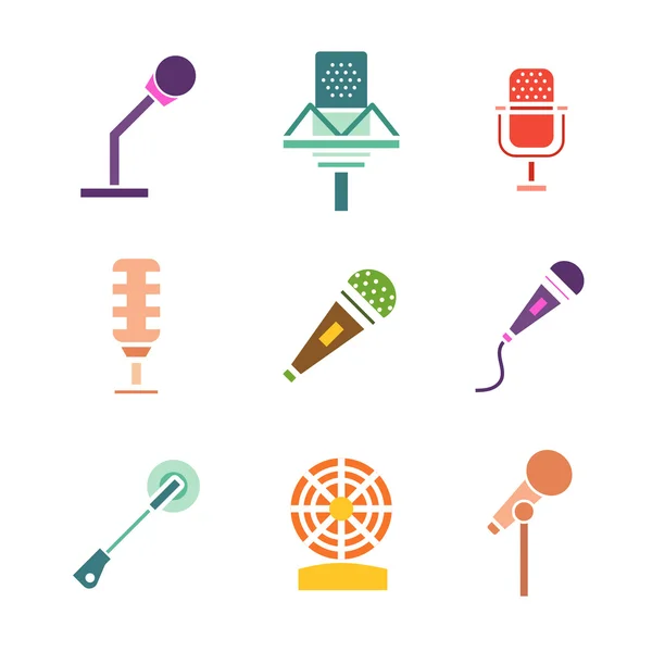 Diversi microfoni icone vettoriali — Vettoriale Stock