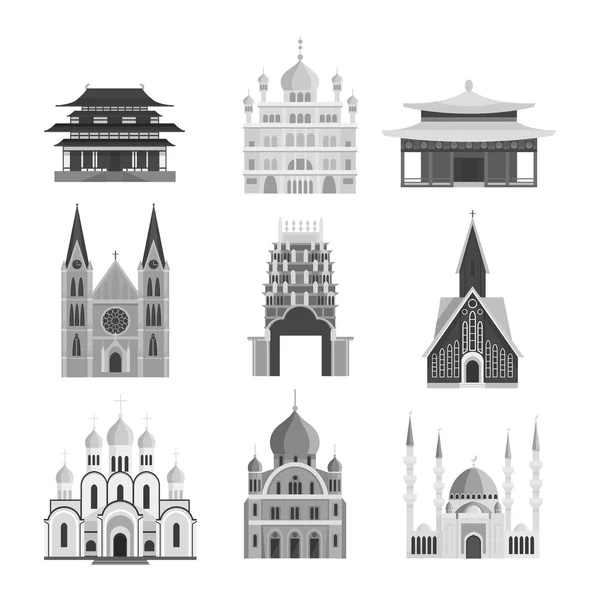 Katedraller ve kiliseler tapınak inşa — Stok Vektör