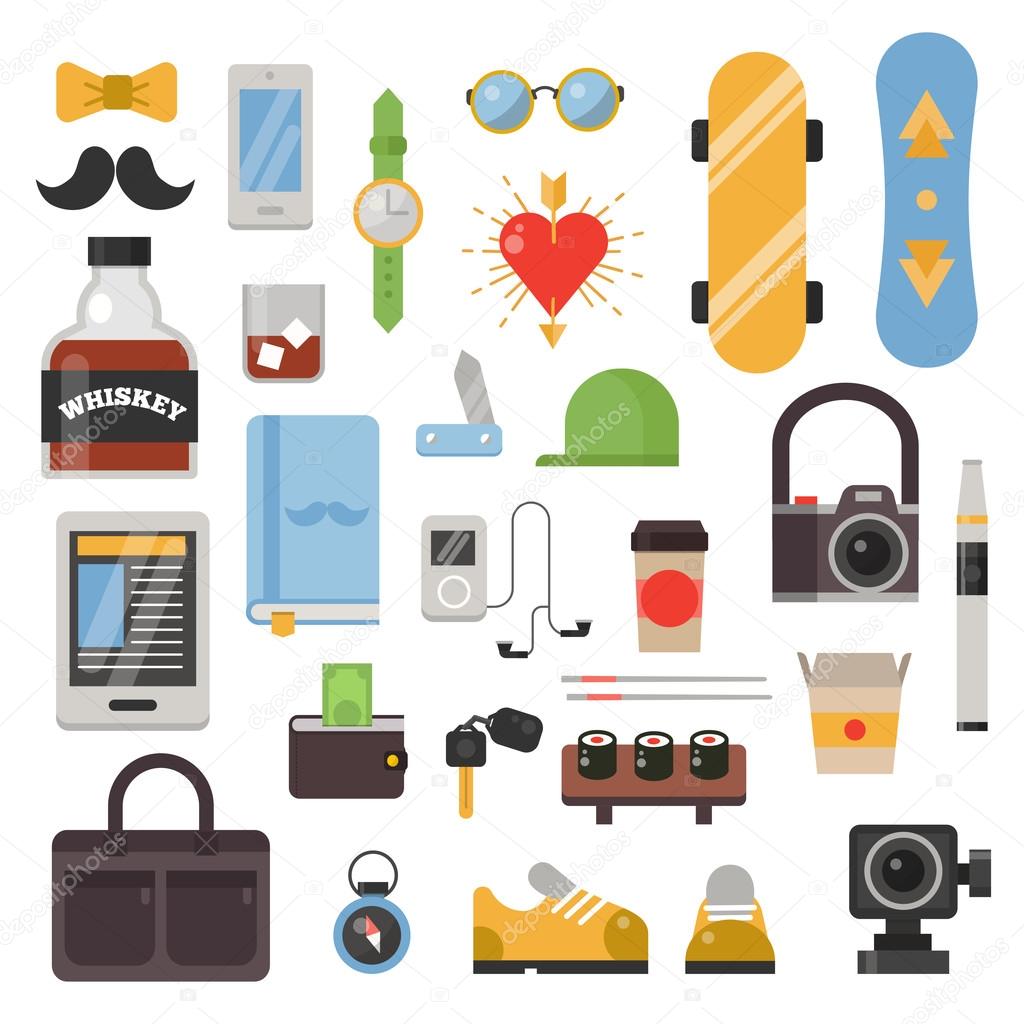 Hipster icons vector set.