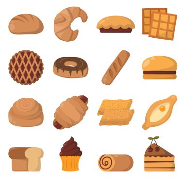Vektör çizim ekmek yapım ürünleri.