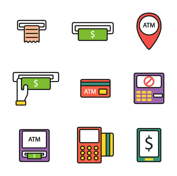 ATM-iconen vector set. — Stockvector