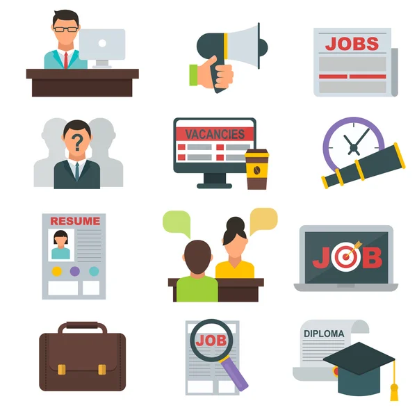 Búsqueda de empleo iconos vector conjunto . — Archivo Imágenes Vectoriales