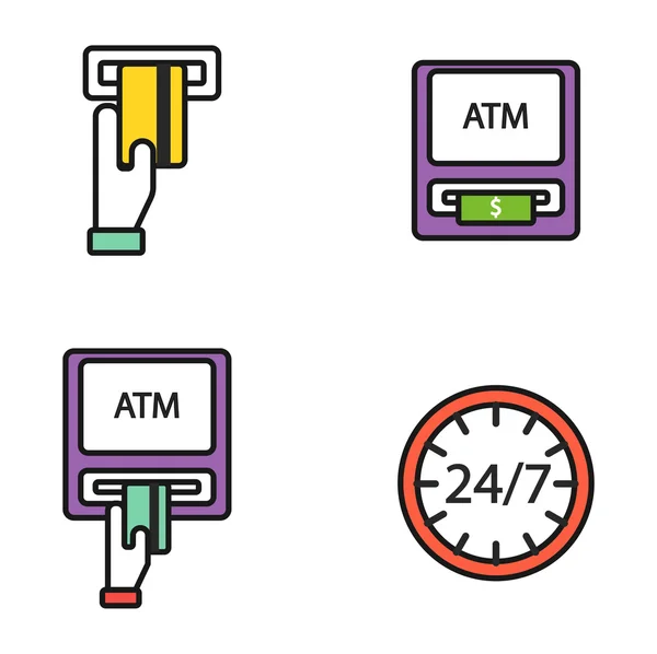 Ensemble vectoriel d'icônes ATM . — Image vectorielle