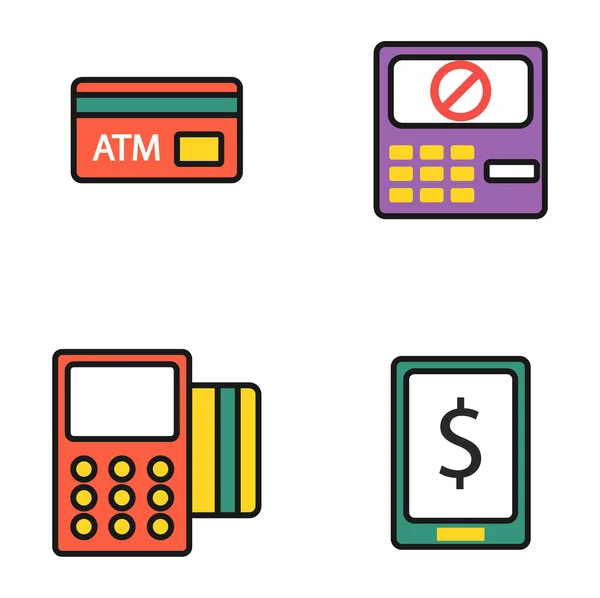 ATM-iconen vector set. — Stockvector