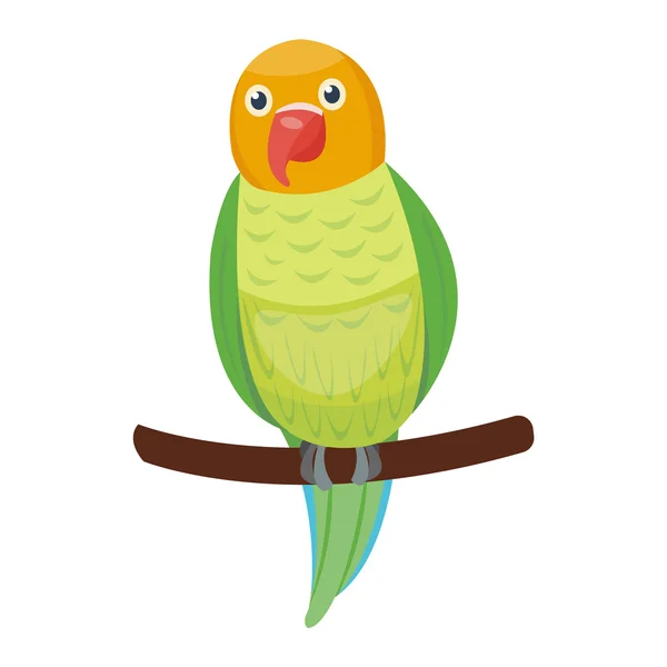 Uccello vettore pappagallo del fumetto — Vettoriale Stock