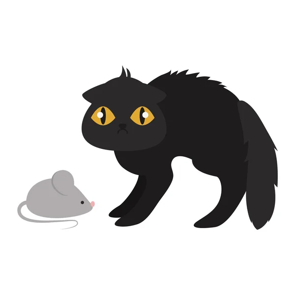 Cartoon blacck vector cat character — Διανυσματικό Αρχείο