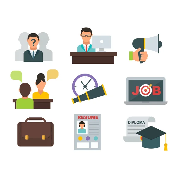 Búsqueda de empleo iconos vector conjunto . — Vector de stock