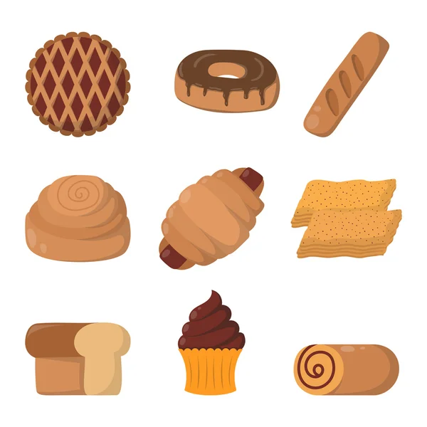 Productos de panadería de ilustración vectorial . — Vector de stock