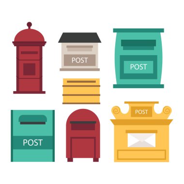 Posta posta kutusu vektör set.