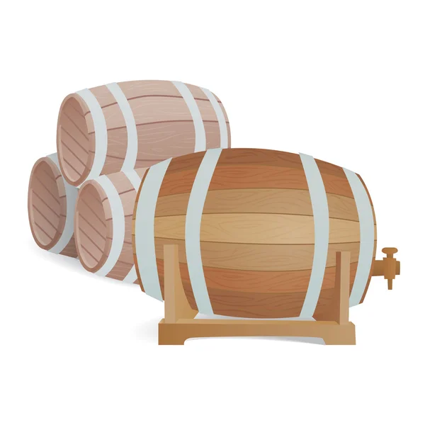 Vector de barril de madera aislado — Vector de stock