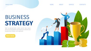 Business strategy planning concept flat vector illustration. Effective management, achieving goal, financial growth. clipart
