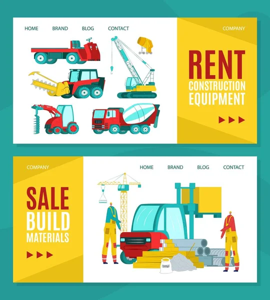 Building equipment set, vector illustration. Rent construction material banner, industrial business design. Flat architecture technology — Image vectorielle