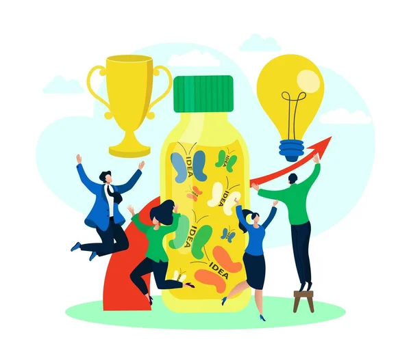 Success business idea, trophy symbol for man woman people concept, vector illustration. Businessman woman person character — Stock Vector