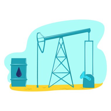 Birleşik Arap Emirlikleri petrol üretimi, teknoloji petrol üretimi, Arap üretimi düz vektör çizimi, beyaz üzerine izole edilmiş.