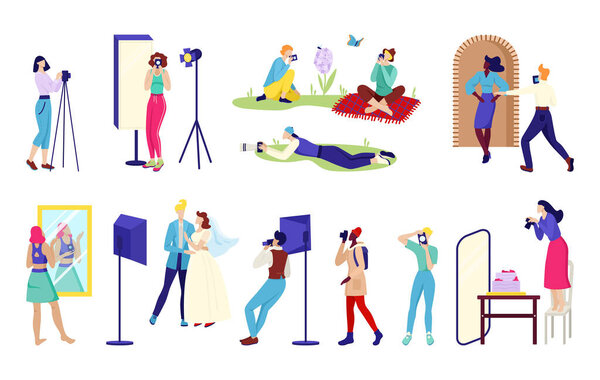 Элементы для профессиональной студии, векторная иллюстрация. Создание мультипликационных фотографий