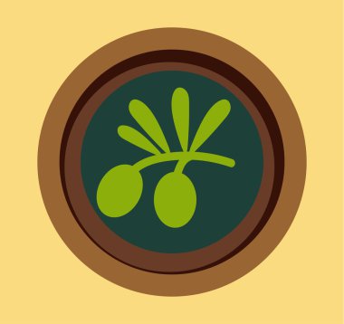 Black olives in plate isolated on backround vector illustration