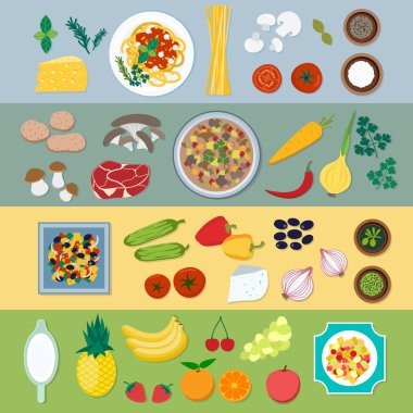 Food ingredients vector flat illustration
