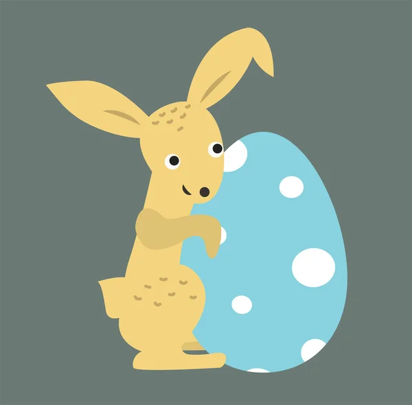 Lindo conejito celebración de Pascua huevo lindo vector estilo — Vector de stock